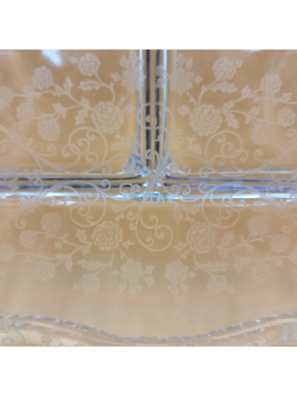 Cambridge Glass 3500/64 Elaine Etch Clear 3 Part Relish Dish 4 Toed - Picture 7 of 10
